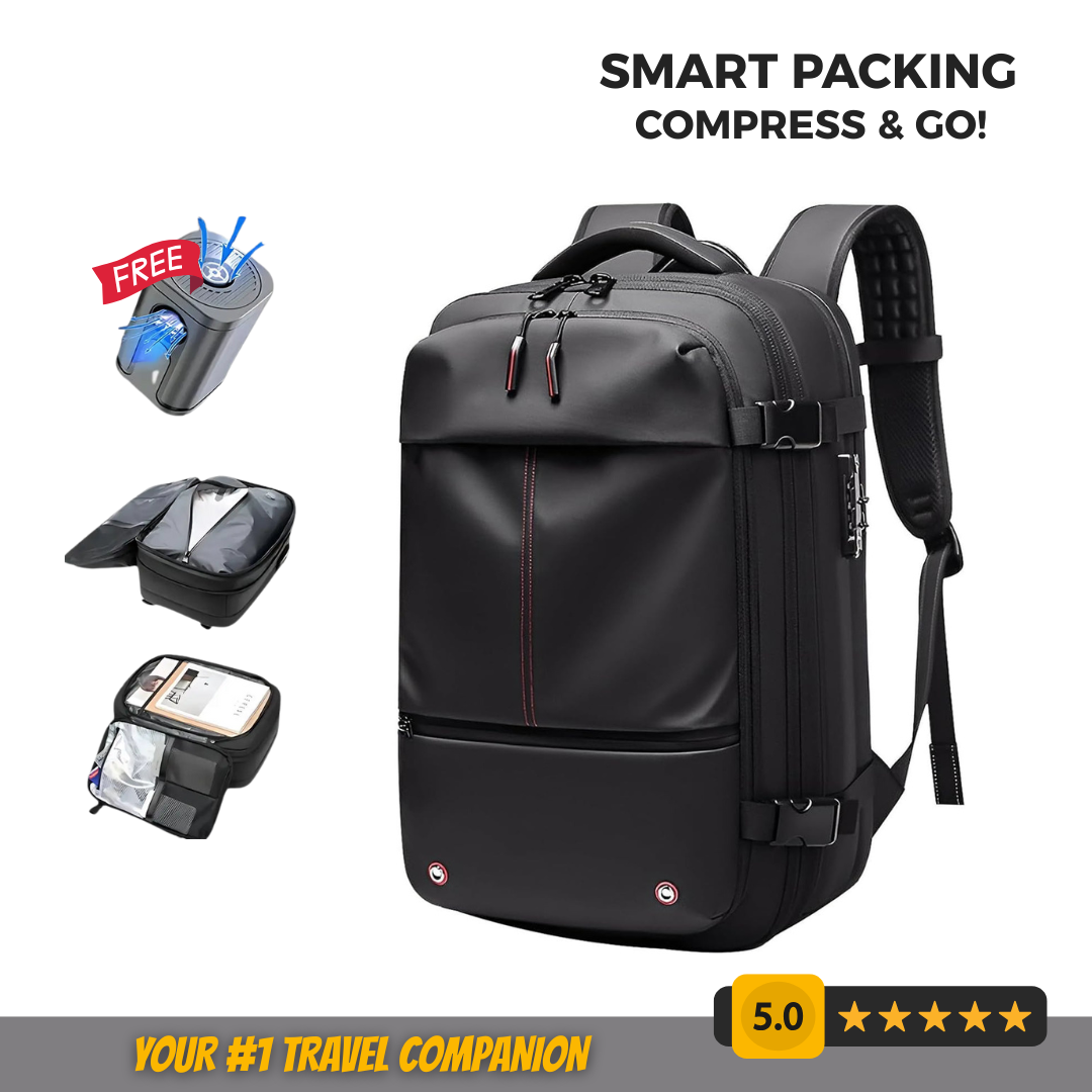 Vacuum Compression Travel Backpack with Pump – Space Saver Bag for Camping & Luggage - Medaid International