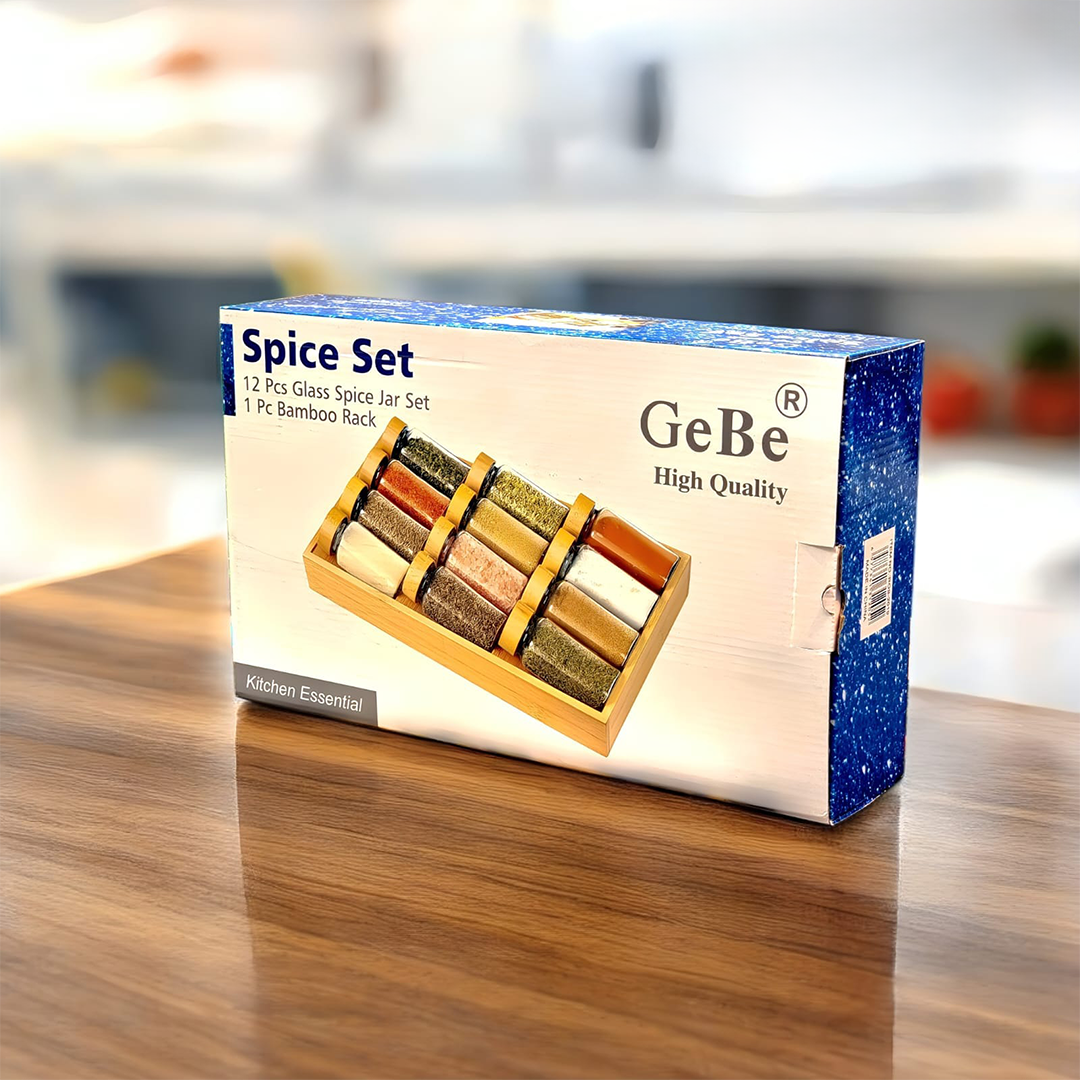 GeBe® 12-Piece Glass Spice Jar Set with 3-Tier Rack