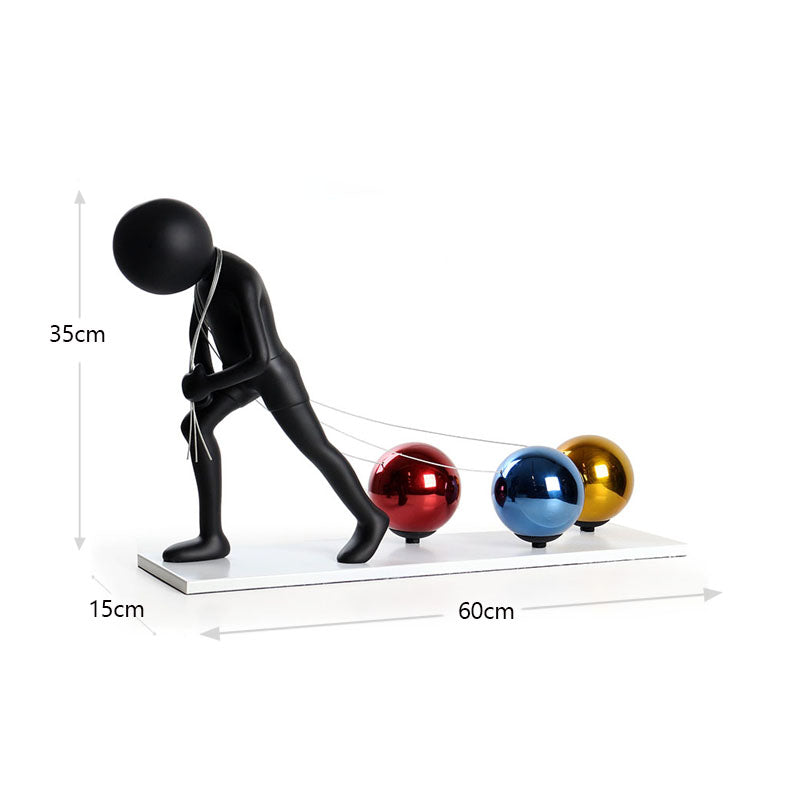 60 CM Resin Simple Creative Figure Pulling Ball Sculpture Ornament for Shopping Mall Hotel Home Decoration - Medaid International