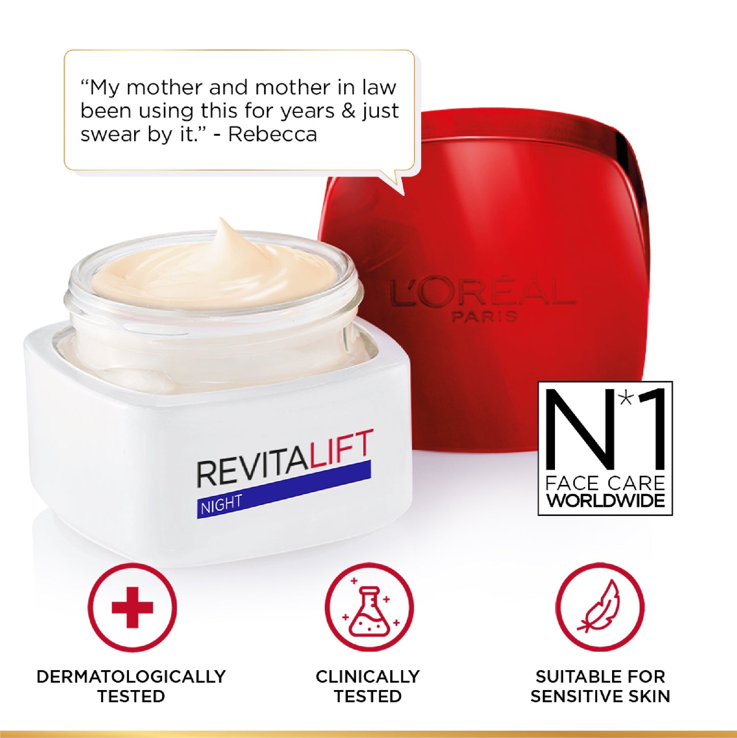 L’Oréal Paris, Revitalift Hydrating and Moisturizing Night Cream, for Wrinkles Reduction and  Skin Elasticity Improvement, Formulated with Pro-Retinol, 50ml