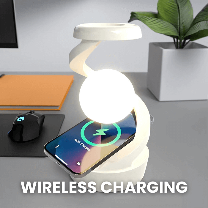 Rotating Moon Lamp | Wireless Charging & Elegant Design - Medaid International
