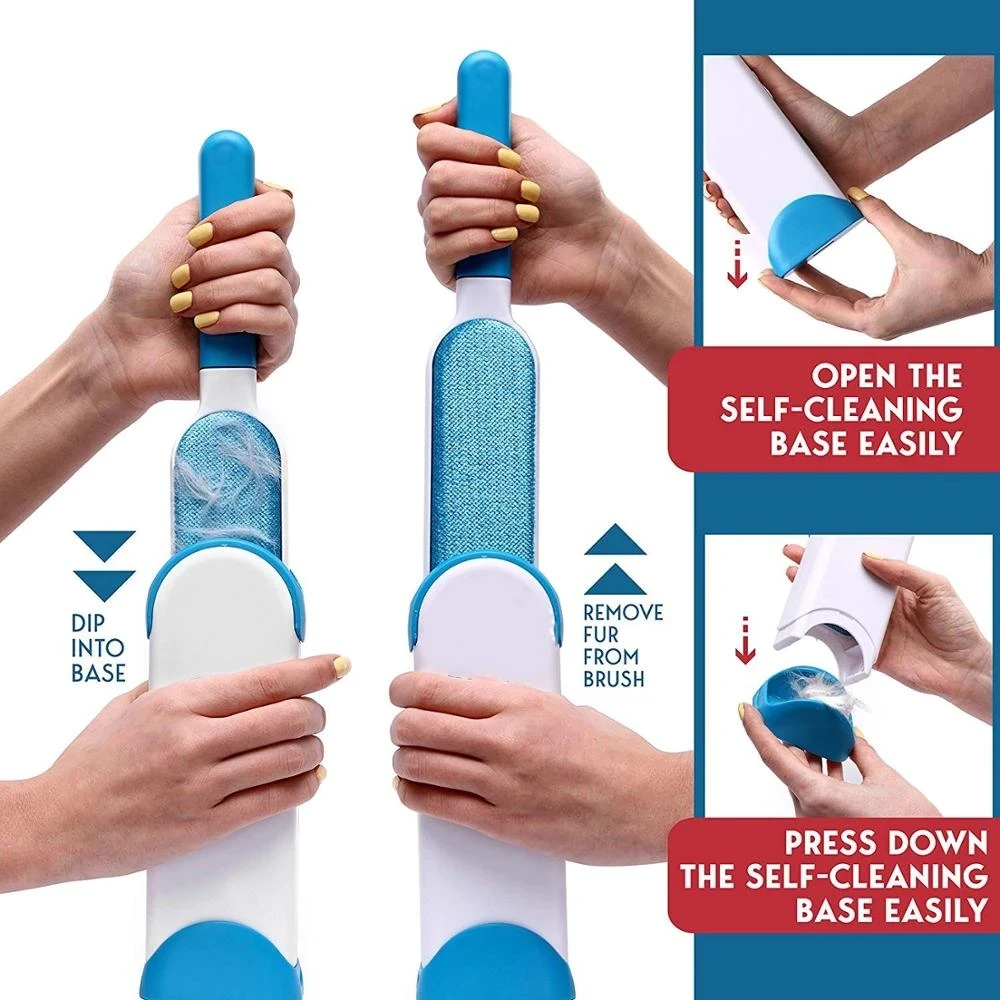 Pet Hair Remover Brush for Dogs and Cats with Efficient Double-Sided Self Cleaning Base, Animal Hair Removal Tool - Medaid International