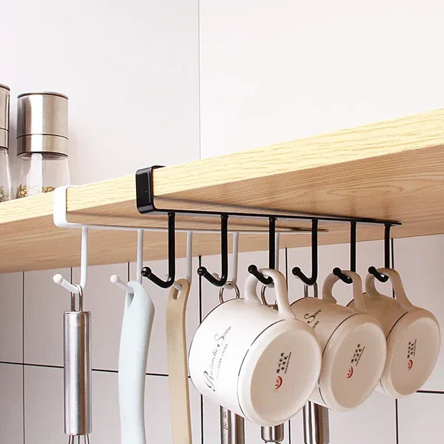 Stainless Steel 6 Hooks Hanging Shelf رف معلق من الستانلس ستيل 6 خطاطيف