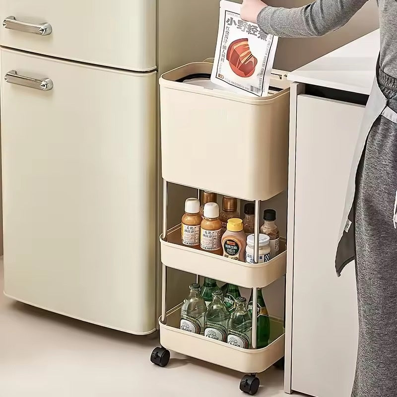 Rolling Trash Bin with Storage
