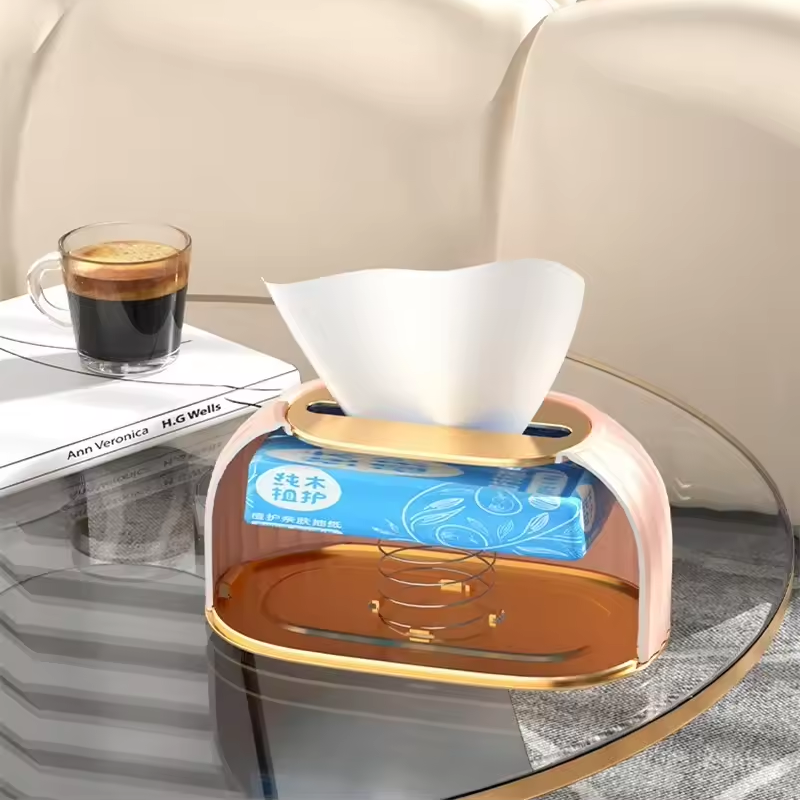 Automatic Lifting Tissue Box Napkin Storage Organizer