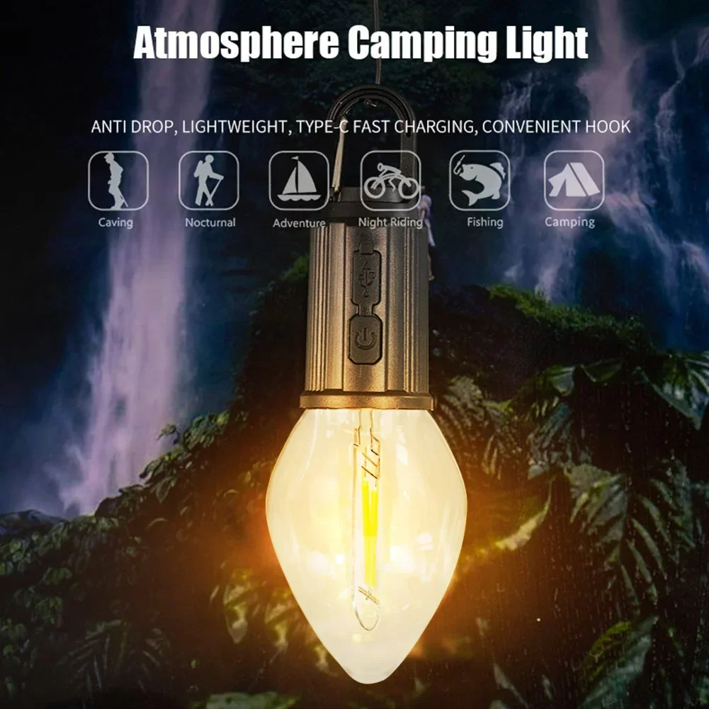 Portable Camping Lamp 600mAh LED with Hanging Portable Lighting Type C Charging Waterproof - Medaid International