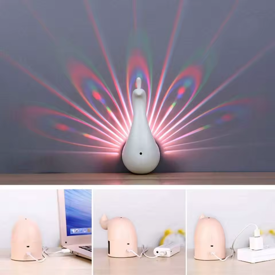 Peacock Projection Lamp, Wall Light with Remote Control - Medaid International