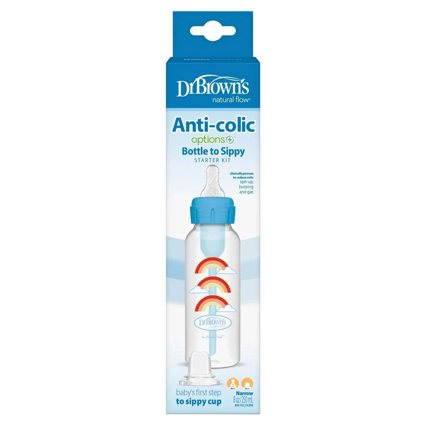 Dr. Brown's Anti Colic 250ml Options+ Blue Sippy Bottle