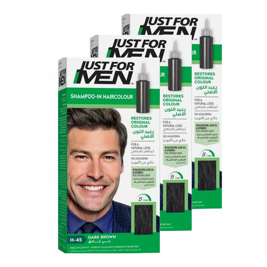 Just For Men x 3 Shampoo- in color, Dark Brown H-45 - Medaid International