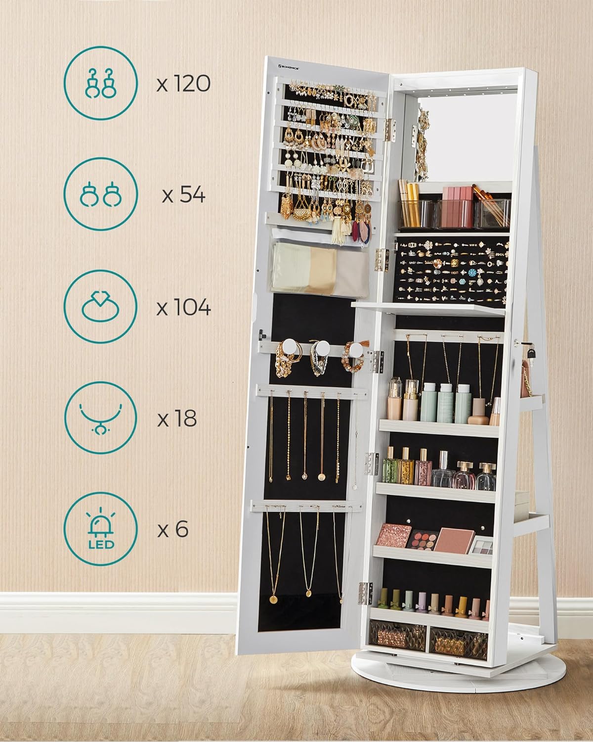 SONGMICS Jewellery Cabinet