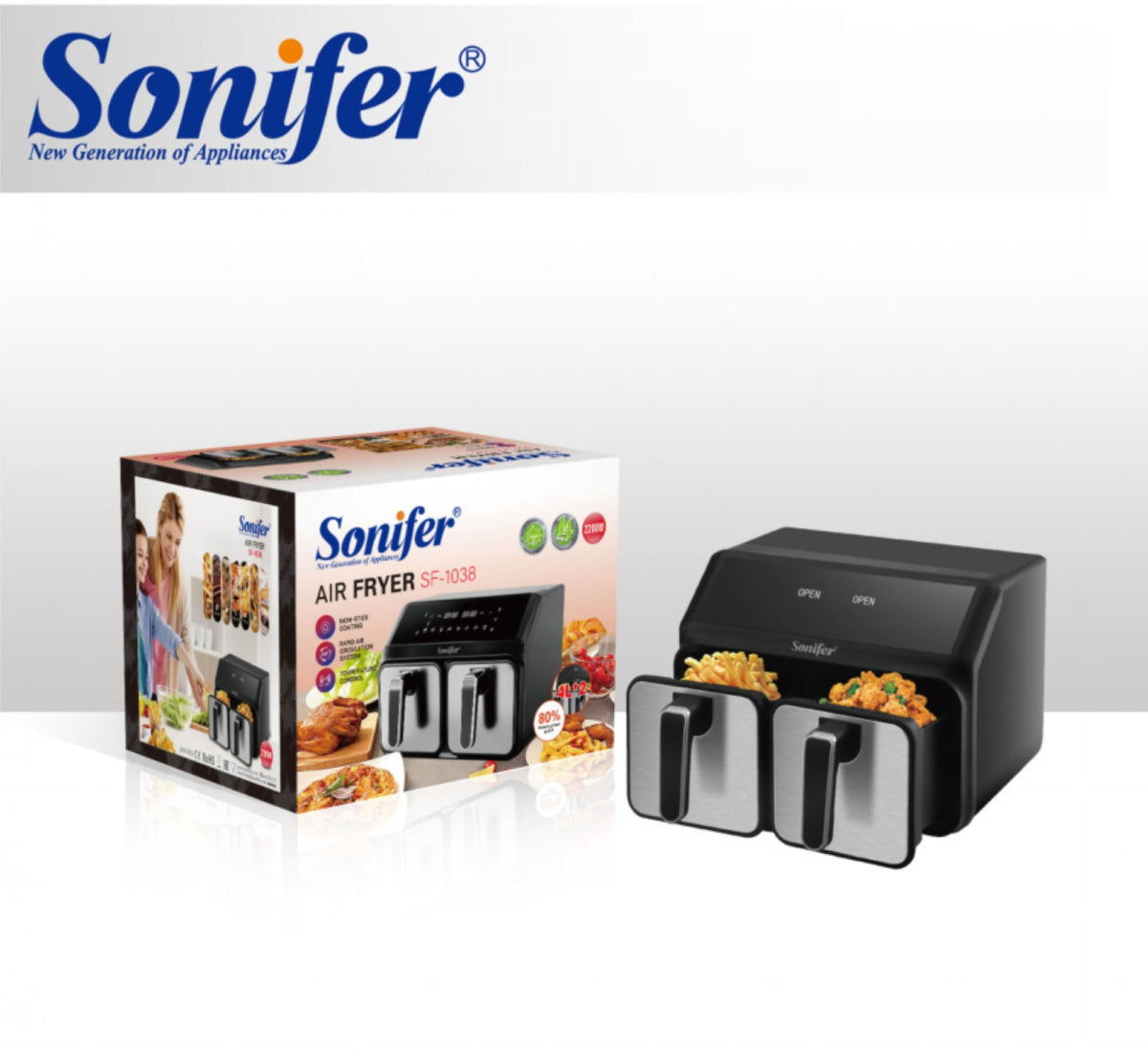 Air Fryer Sonifer 8L (4L+4L) SF-1038 2200W