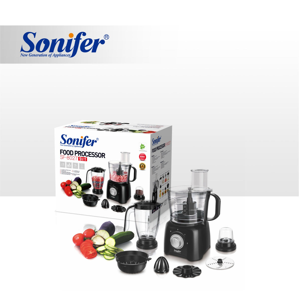 Sonifer Food Processor 9 IN 1  400W  SF-8027