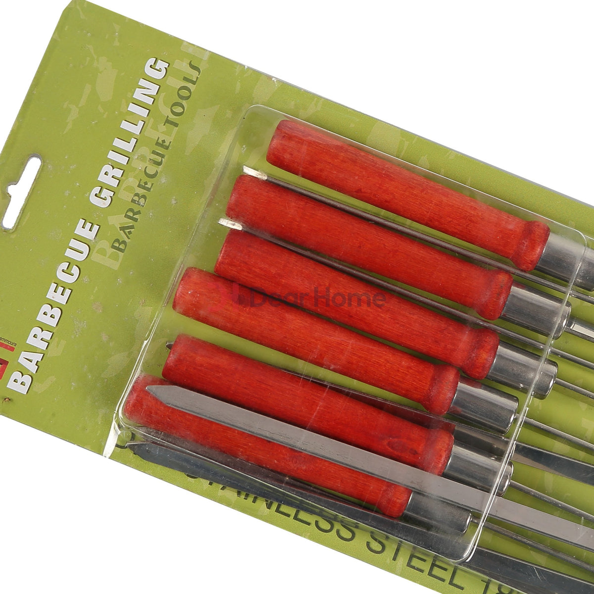 Stainless Curved Bbq Skewers+Wood Handle