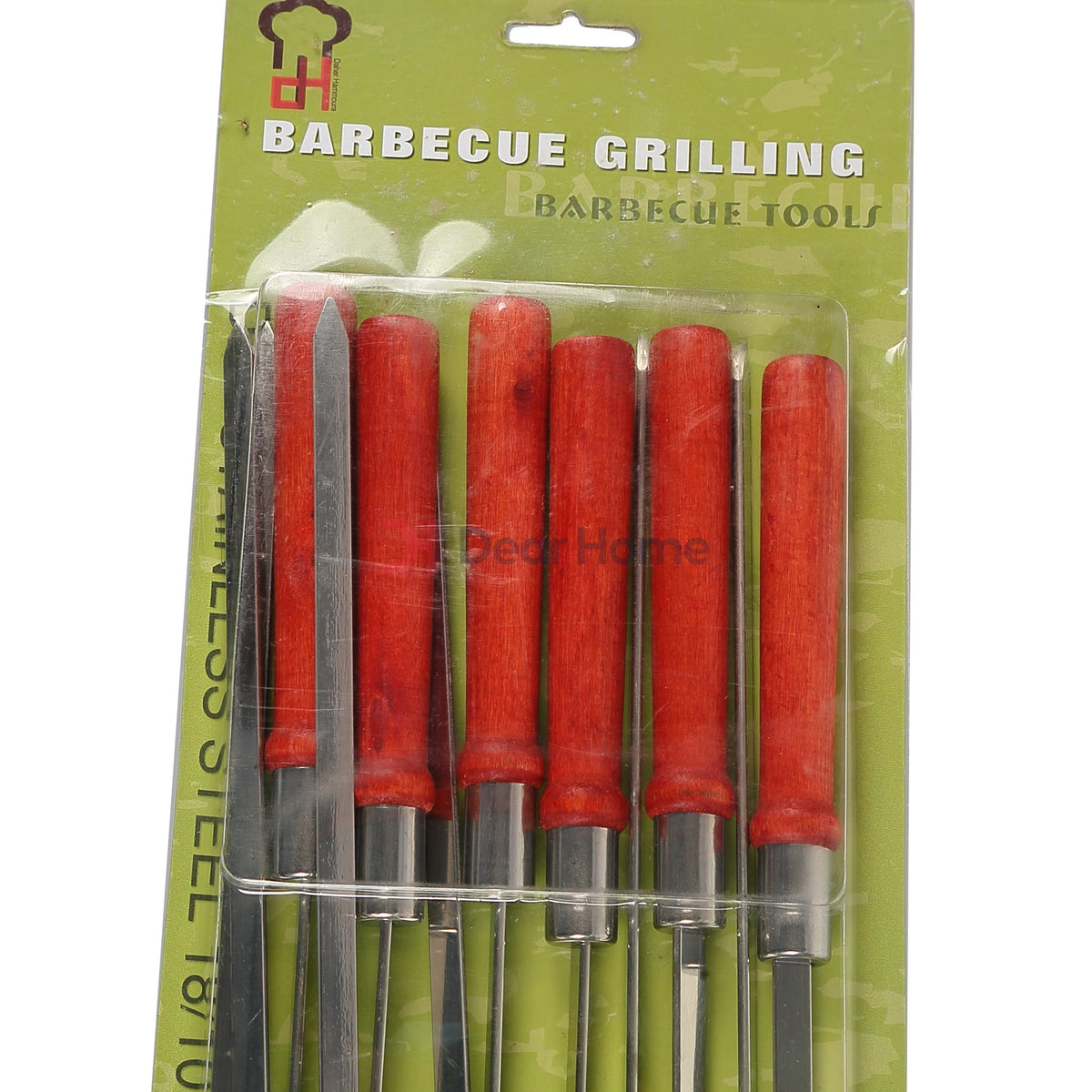 Stainless Curved Bbq Skewers+Wood Handle