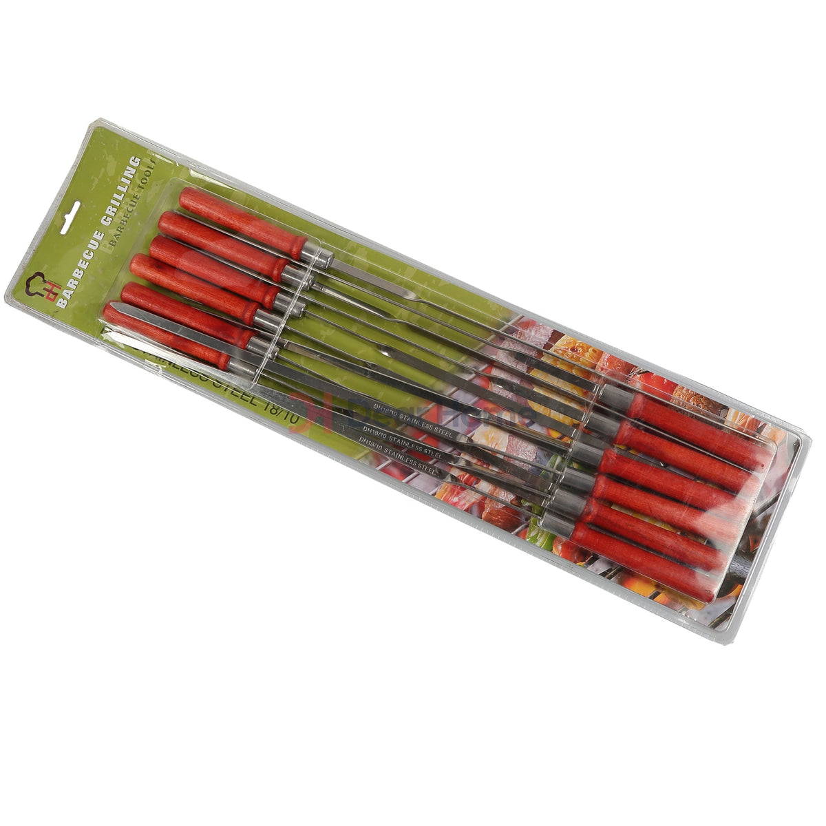 Stainless Curved Bbq Skewers+Wood Handle