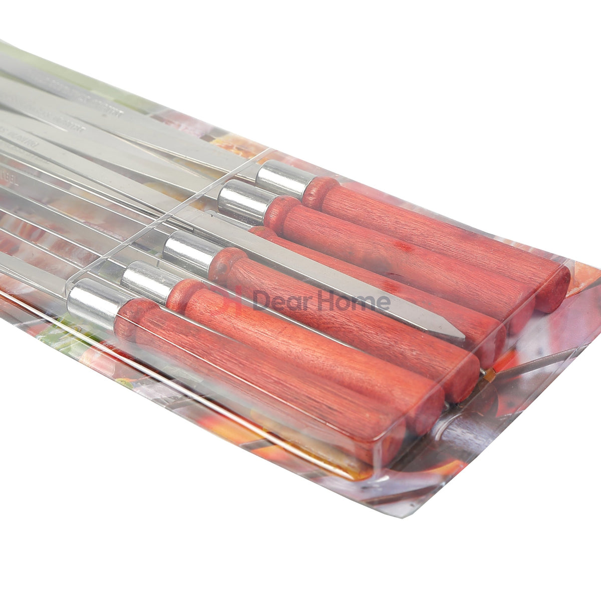 Stainless Flat Bbq Skewers + Wood Handle