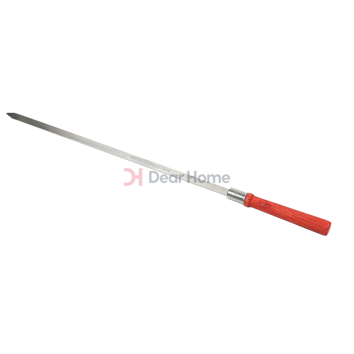 Stainless Flat Bbq Skewers + Wood Handle