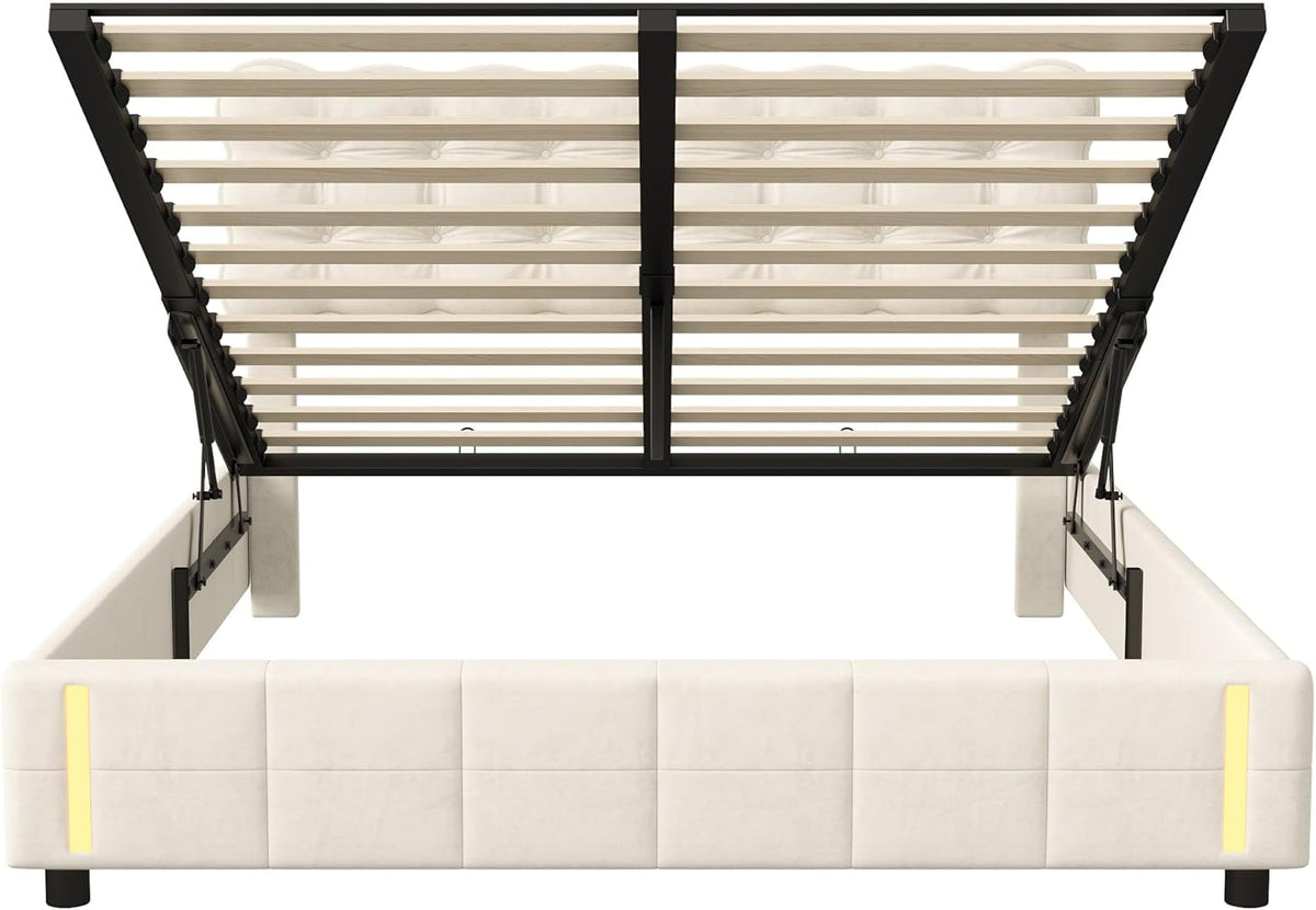 Bed with  Storage and LED Light with Automatic Sensor