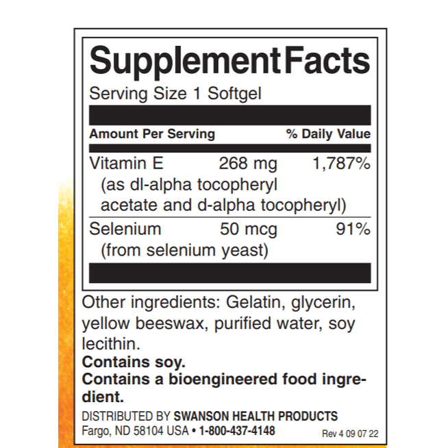 Vitamin E with Selenium 400 IU 90 Softgels