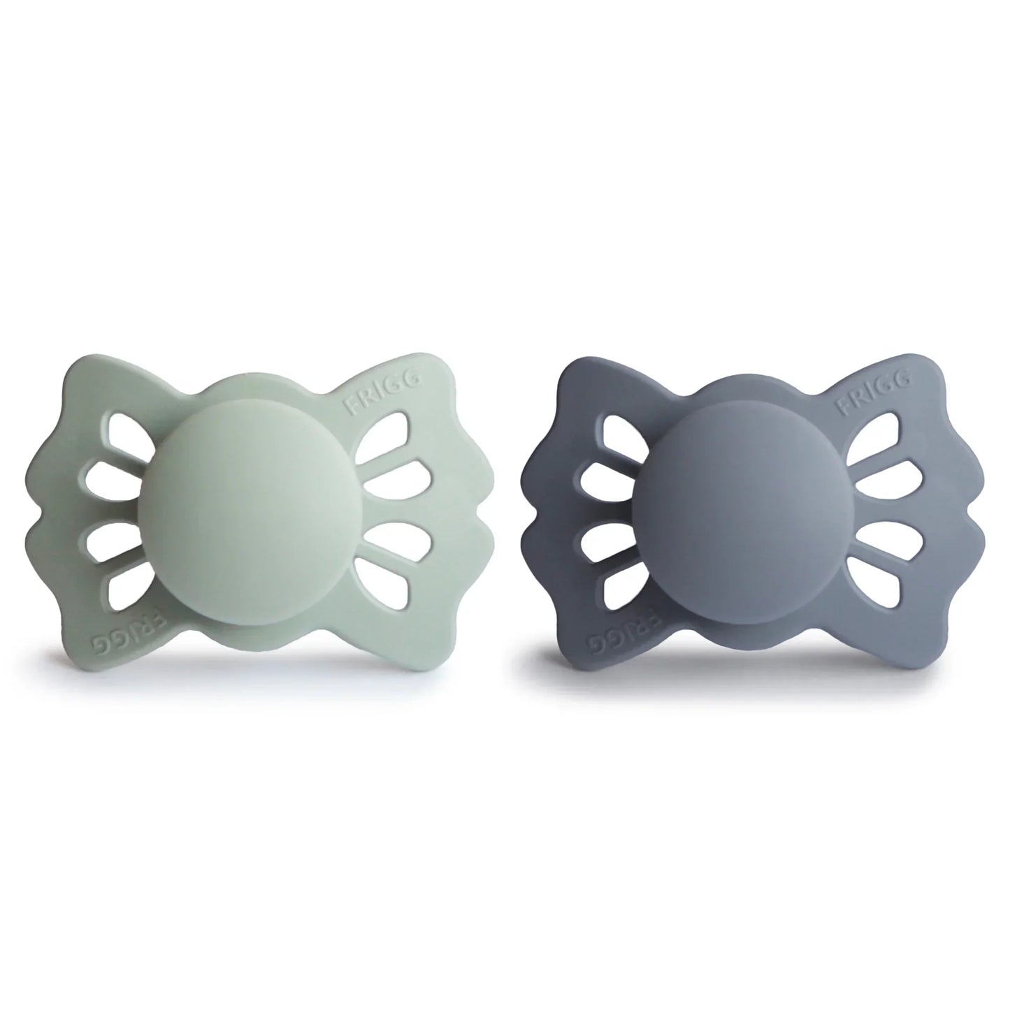 FRIGG Butterfly Silicone Pacifier 0-6M 2 Pack Sage/Great Gray