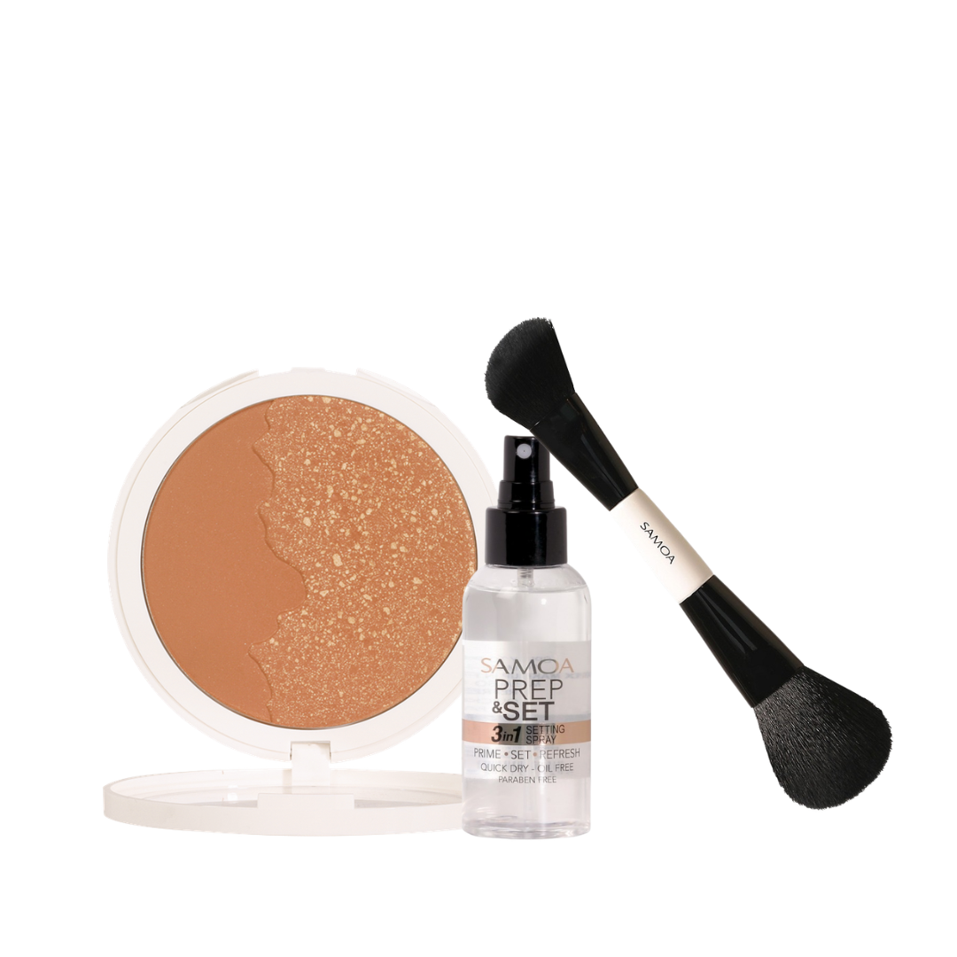 Samoa Give Me Sun Bronzing, Prep & Set Spray And Multi-use Brush Bundle At 25% Off