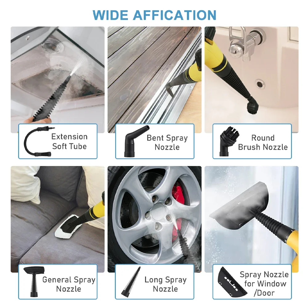 High Pressure Steam Cleaner – 1000W Handheld Steam Cleaning Machine with 9 Accessories for Kitchen, Bathroom, Furniture & Car Detailing - Medaid International
