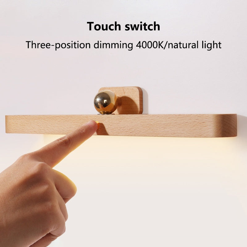 Touch Night Light, 360° Rotatable Magnetic Light, Rechargeable LED Light, Portable Stair Night Light, Wooden Wall Light