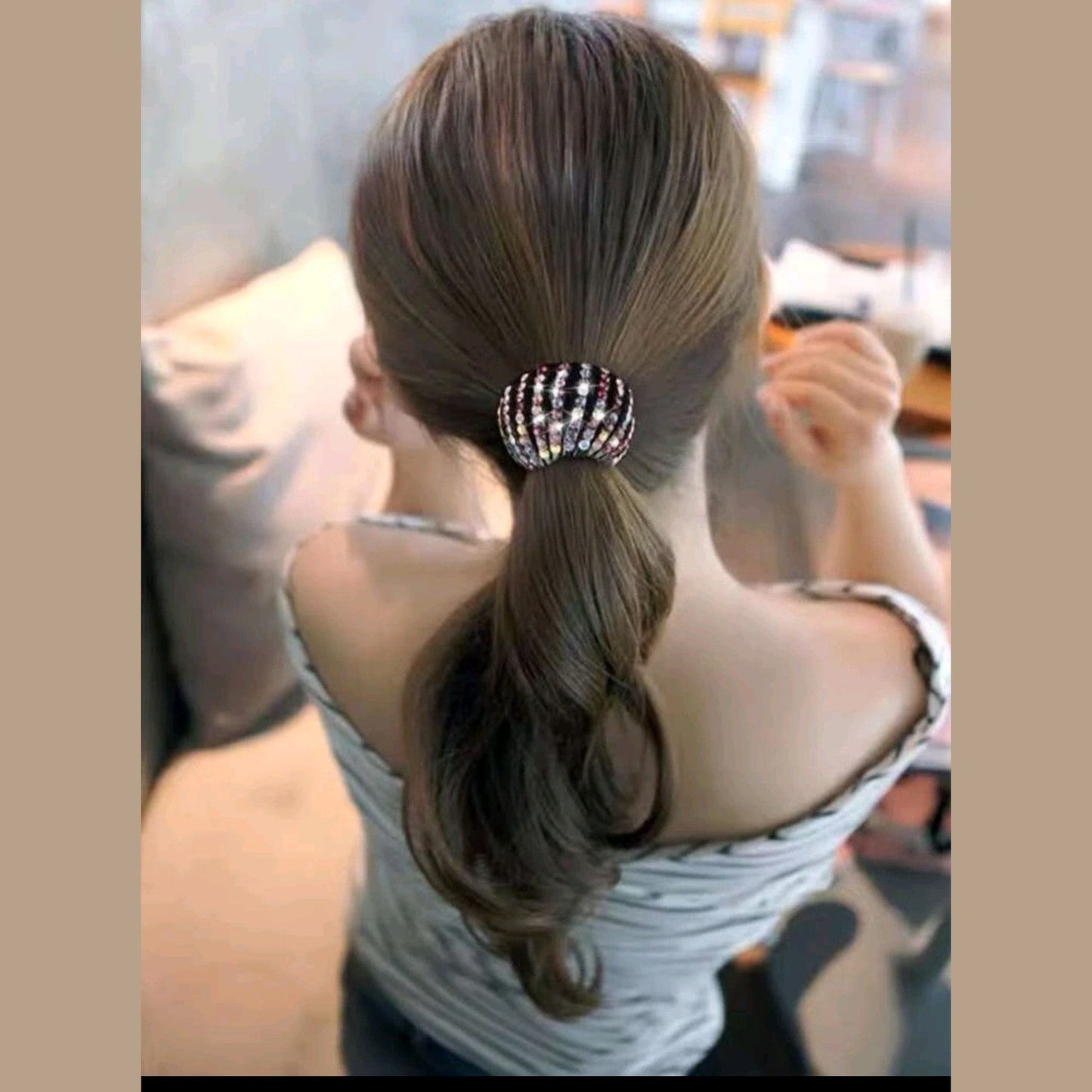 Hair Tie Rhinestone Decor