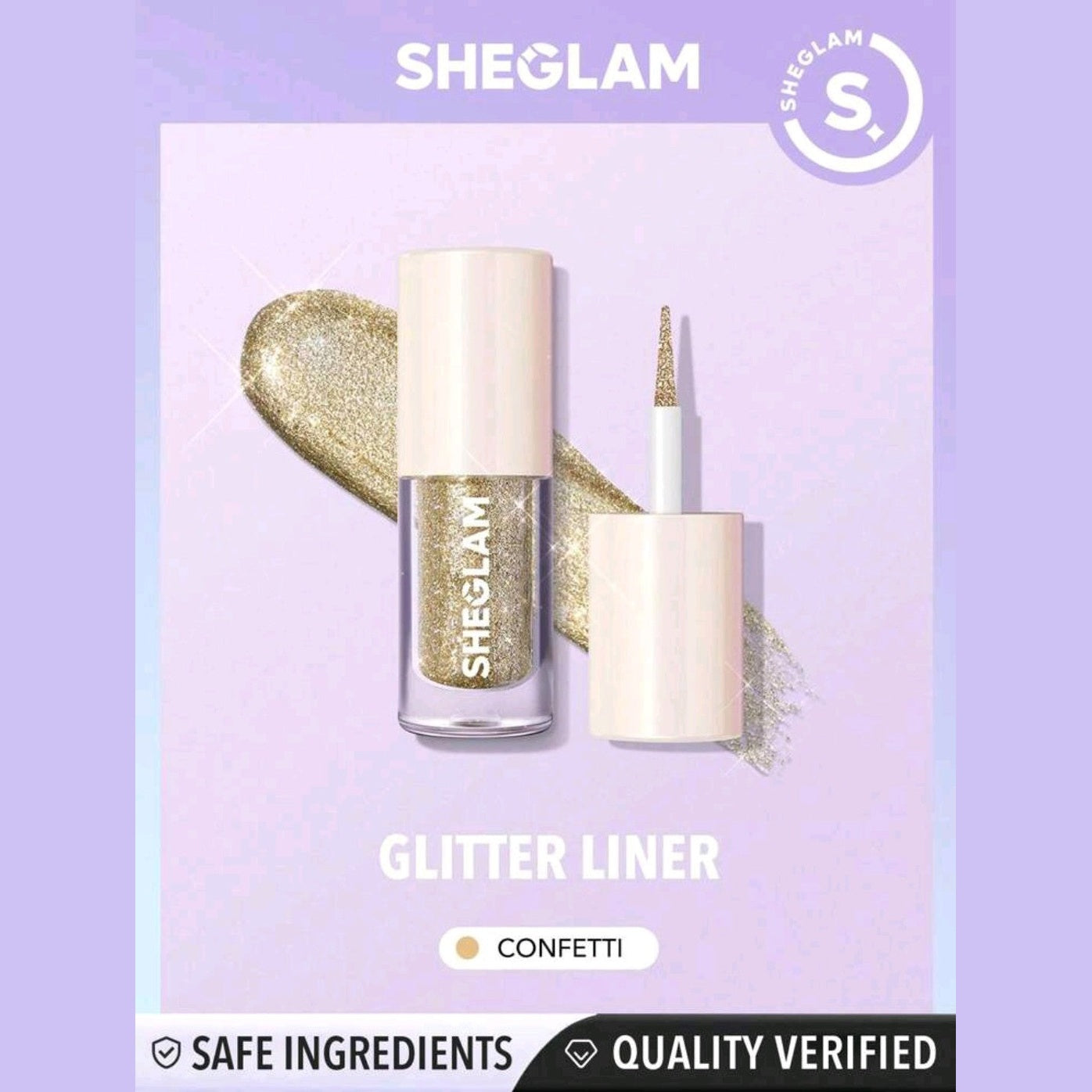 SHEGLAM Insta-Party Glitter Liner-Confetti Liquid Eyeshadow Gel Gold