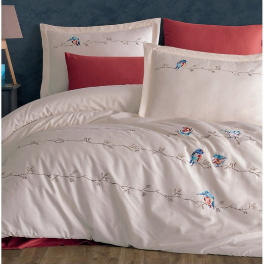 VOGEL - Cotton Satin Embroidered Duvet Cover Set Double