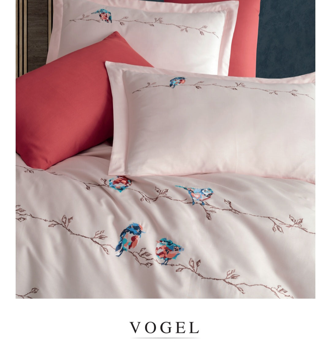 VOGEL - Cotton Satin Embroidered Duvet Cover Set Double