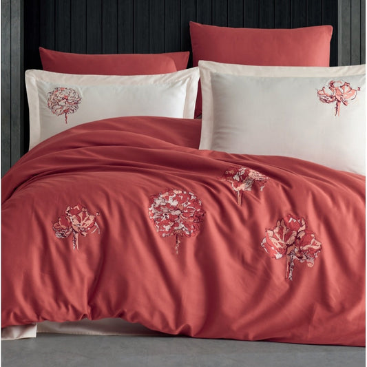 ROOT - Cotton Satin Embroidered Duvet Cover Set Double