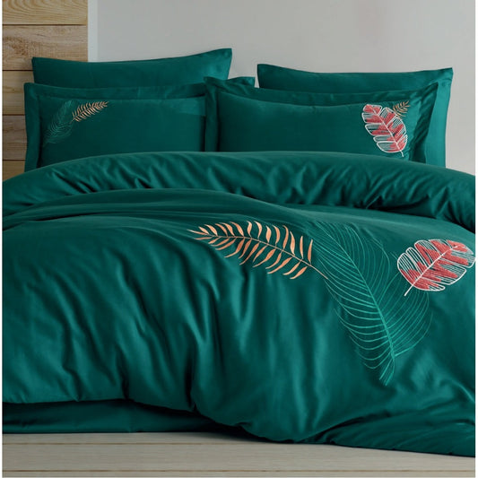 TALIA - Cotton Satin Embroidered Duvet Cover Set Double