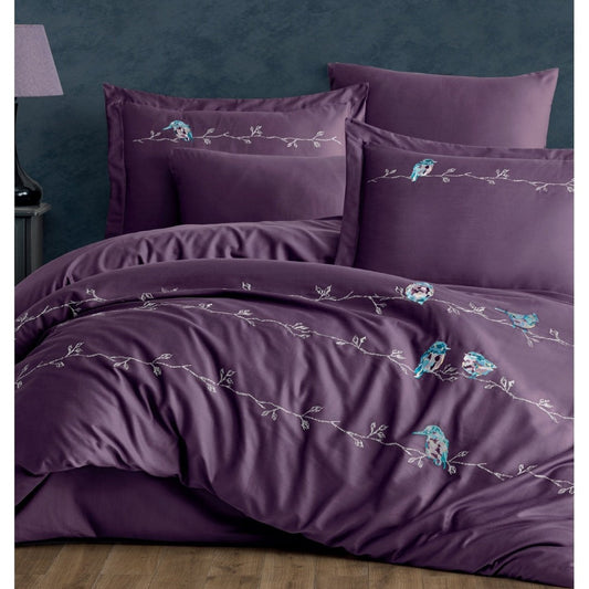 Vogel murdum - Cotton Satin Embroidered Duvet Cover Set Double