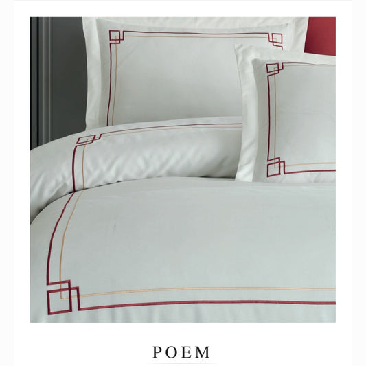 Poem Krem - Cotton Satin Embroidered Duvet Cover Set Double