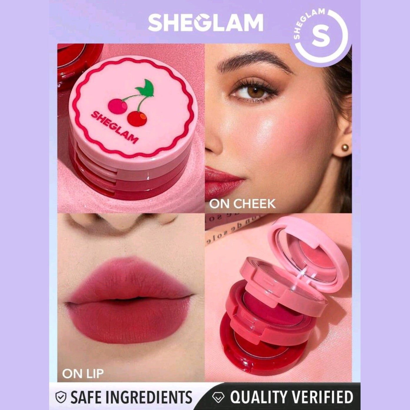 SHEGLAM Very Cherry Cheek & Lip Cream Stack