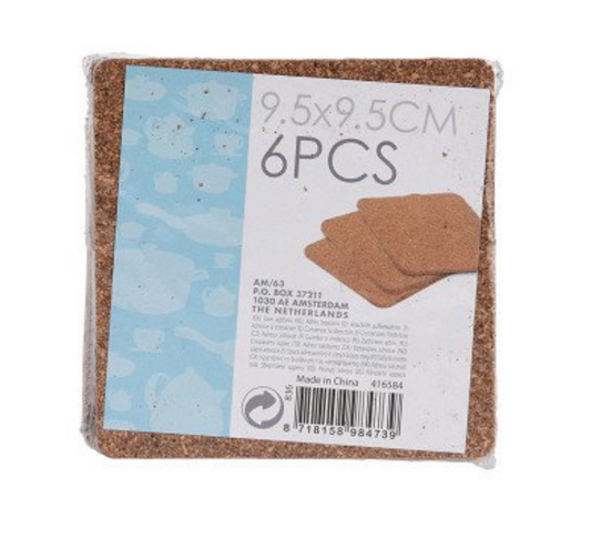 Excellent Houseware 6pc /9.5x9.5CM Square Cork Coasters | Excellent Houseware in Lebanon