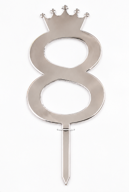 SD Silver Decorative Crown Details Acrylic Number 8 Cake Topper   | SD in Lebanon