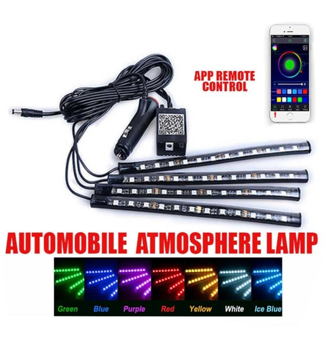 Car Rgb 4 Pcs Waterproof Led Light Strip Remote Or Bluetooth Control - Medaid International