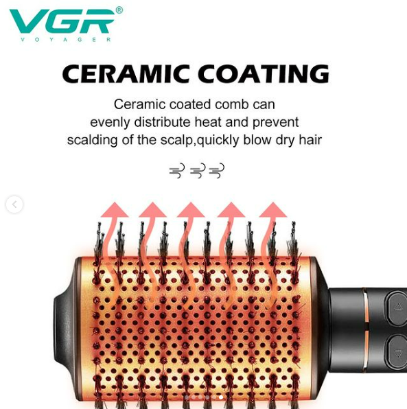 VGR Rotating Hot Air Brush Comb V494 - Black - Medaid International