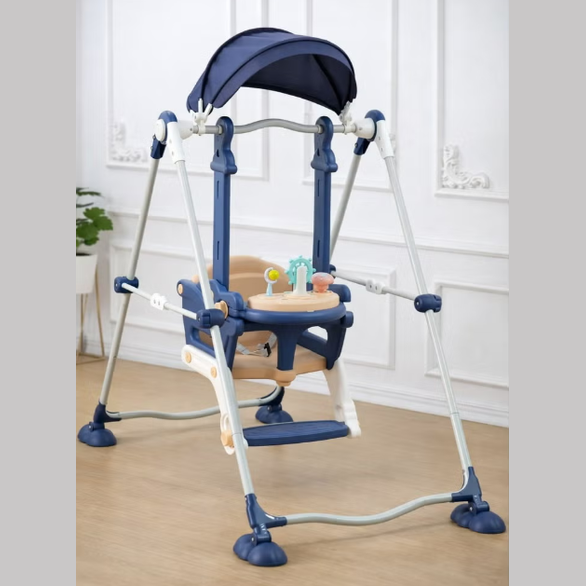 Baby Swing Chair with Canopy & Interactive Toy Tray
