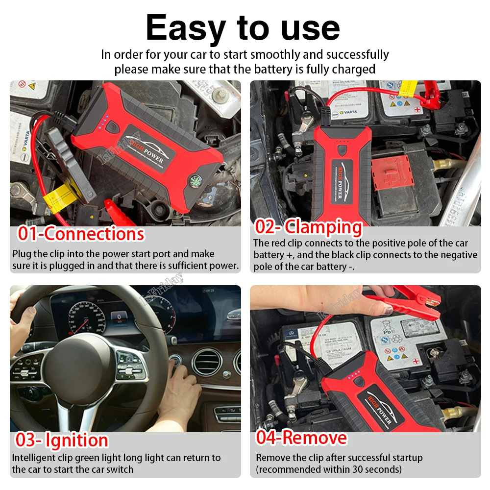 Portable Car Jump Starter Power Bank, Battery Booster Charger, Starting Device, Auto Emergency, Lighting Start-up, 12V - Medaid International