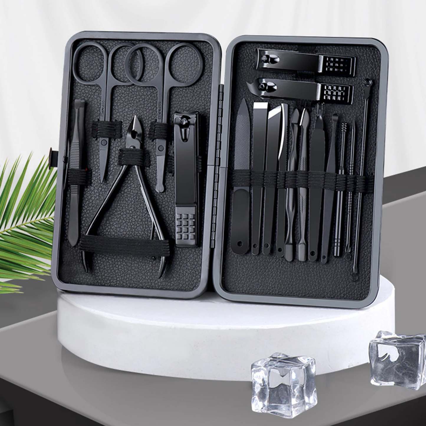 Luxury Black Manicure Set Nail Clippers Tools Household 18Pcs , Tool Kit for Men and Women - Medaid International