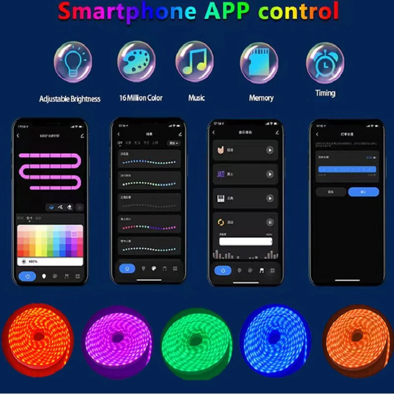 LED Strip Lights Neon Rope Light with Music Sync RGBIC 5M - Medaid International