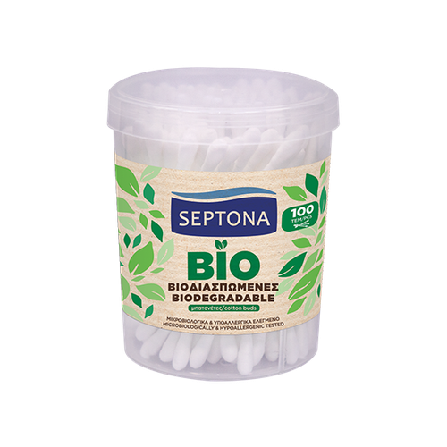 Septona Cotton Buds 100 Bio-degradable Round Drum