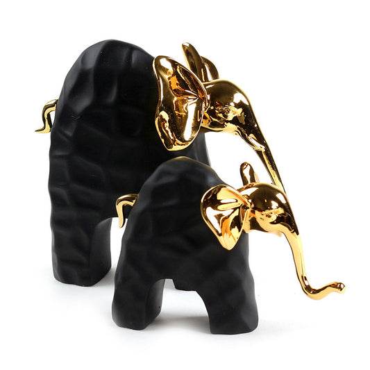 Set of 2 Resin Elephant Figurines for Home Decoration Living Room Coffee Table Decoration Black - Medaid International