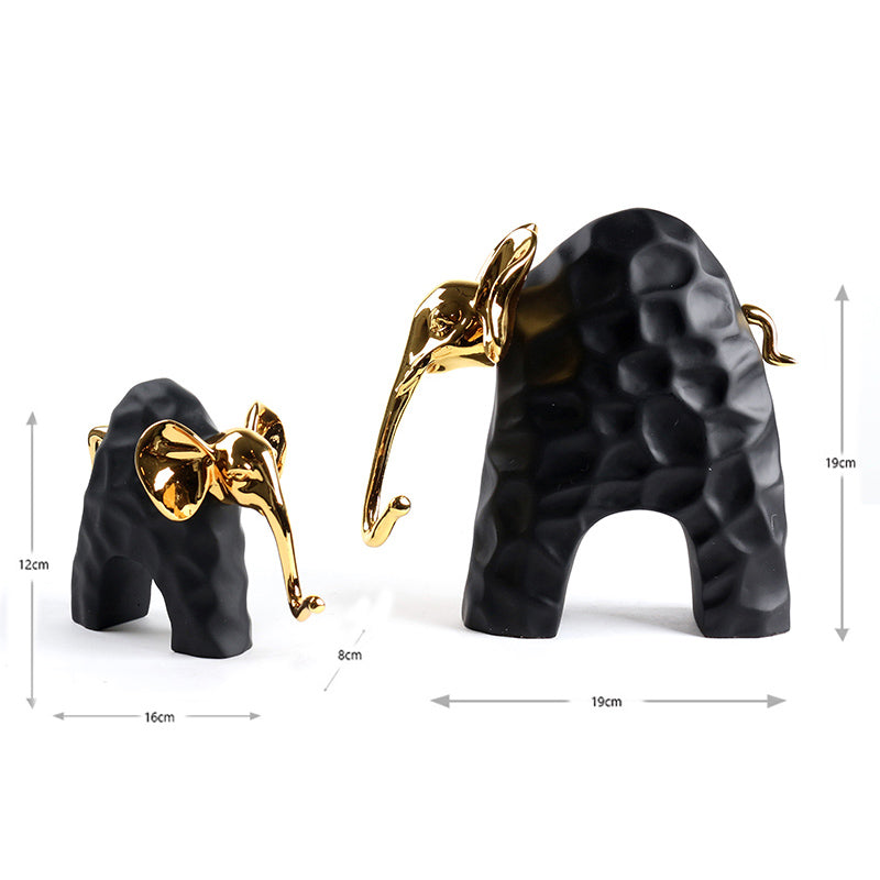 Set of 2 Resin Elephant Figurines for Home Decoration Living Room Coffee Table Decoration Black - Medaid International