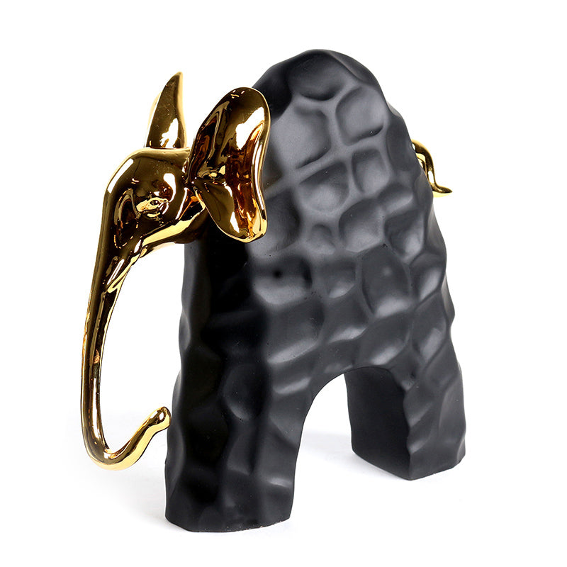 Set of 2 Resin Elephant Figurines for Home Decoration Living Room Coffee Table Decoration Black - Medaid International