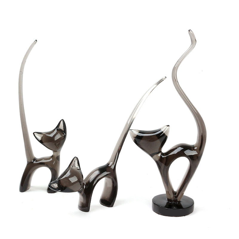 Set of 3 Mini Playful Kittens Sculpture Figurines Display Art Statue for Living Room Tabletop Home Decoration Black - Medaid International