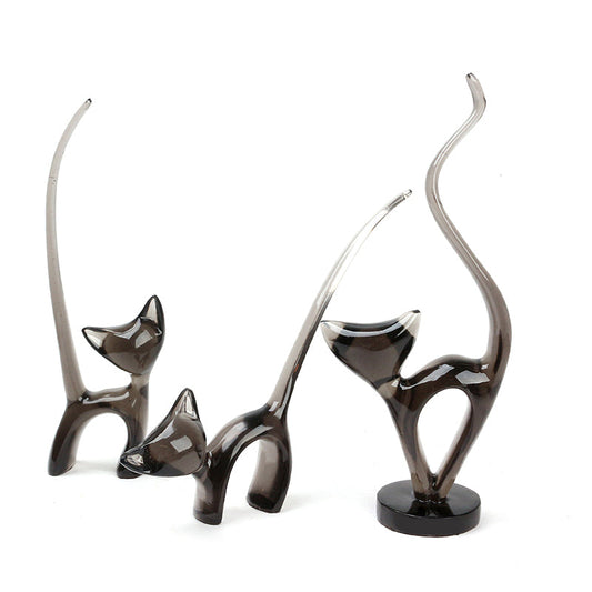 Set of 3 Mini Playful Kittens Sculpture Figurines Display Art Statue for Living Room Tabletop Home Decoration Black - Medaid International